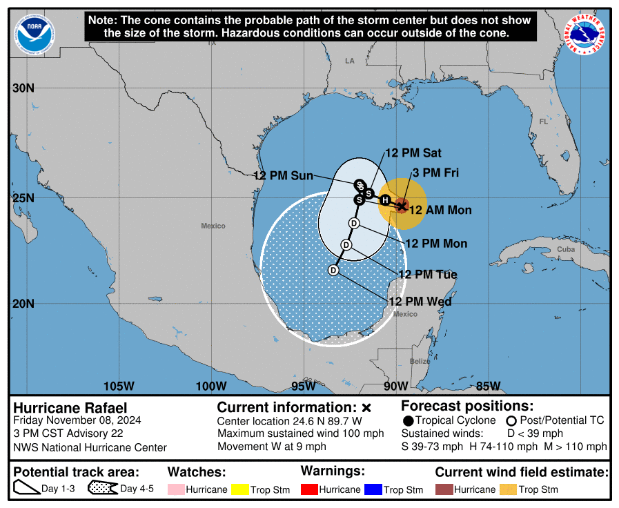 Hurricane Rafael tracker: Category 2 storm churns in the Gulf of Mexico