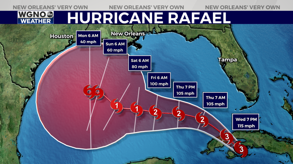 Major Hurricane: Rafael upgraded to Category 3 with large shift in projected path