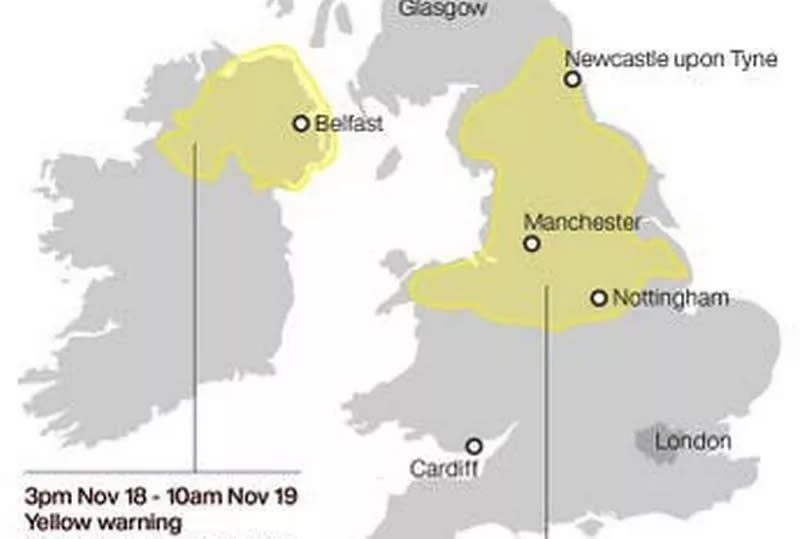 Met Office map shows 135-mile band of snow over the UK later this week