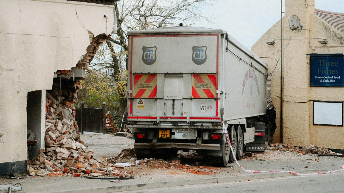 Pub owner’s miracle escape after lorry ploughs into boozer