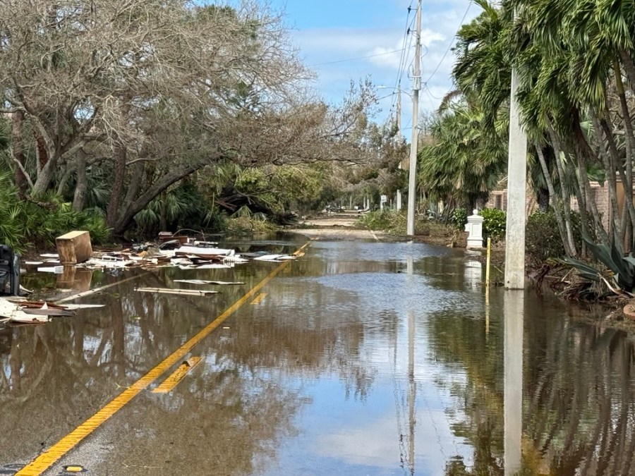 Shore leaving Sarasota following damage from hurricanes