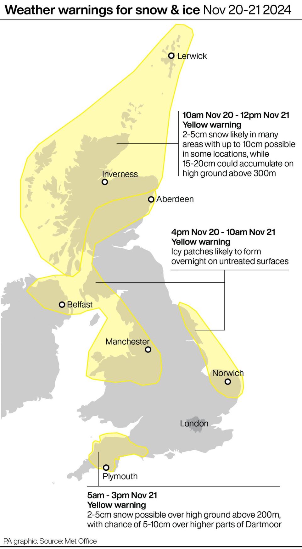 Storm Bert to bring 70mph wind, snow and rain to UK as amber warning issued