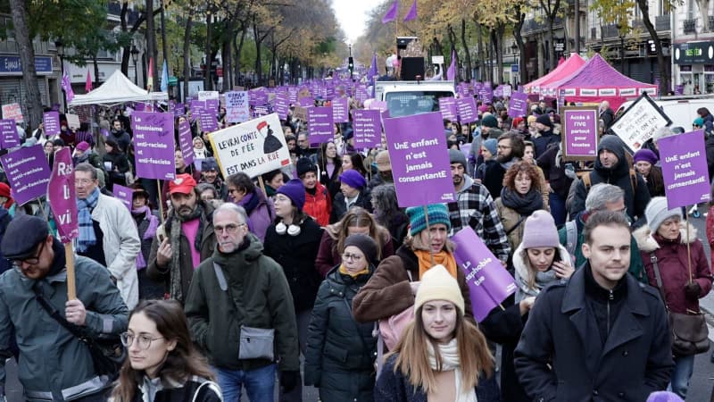 Thousands march in France over violence against women amid rape trial