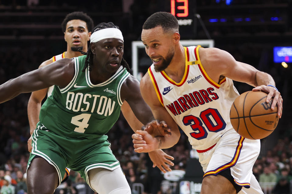 Warriors make a statement in Boston, but Stephen Curry says there’s ‘a long way to go’