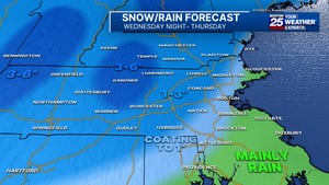 Adjusted map: Storm could bring up to 6 inches of snow to parts of Massachusetts