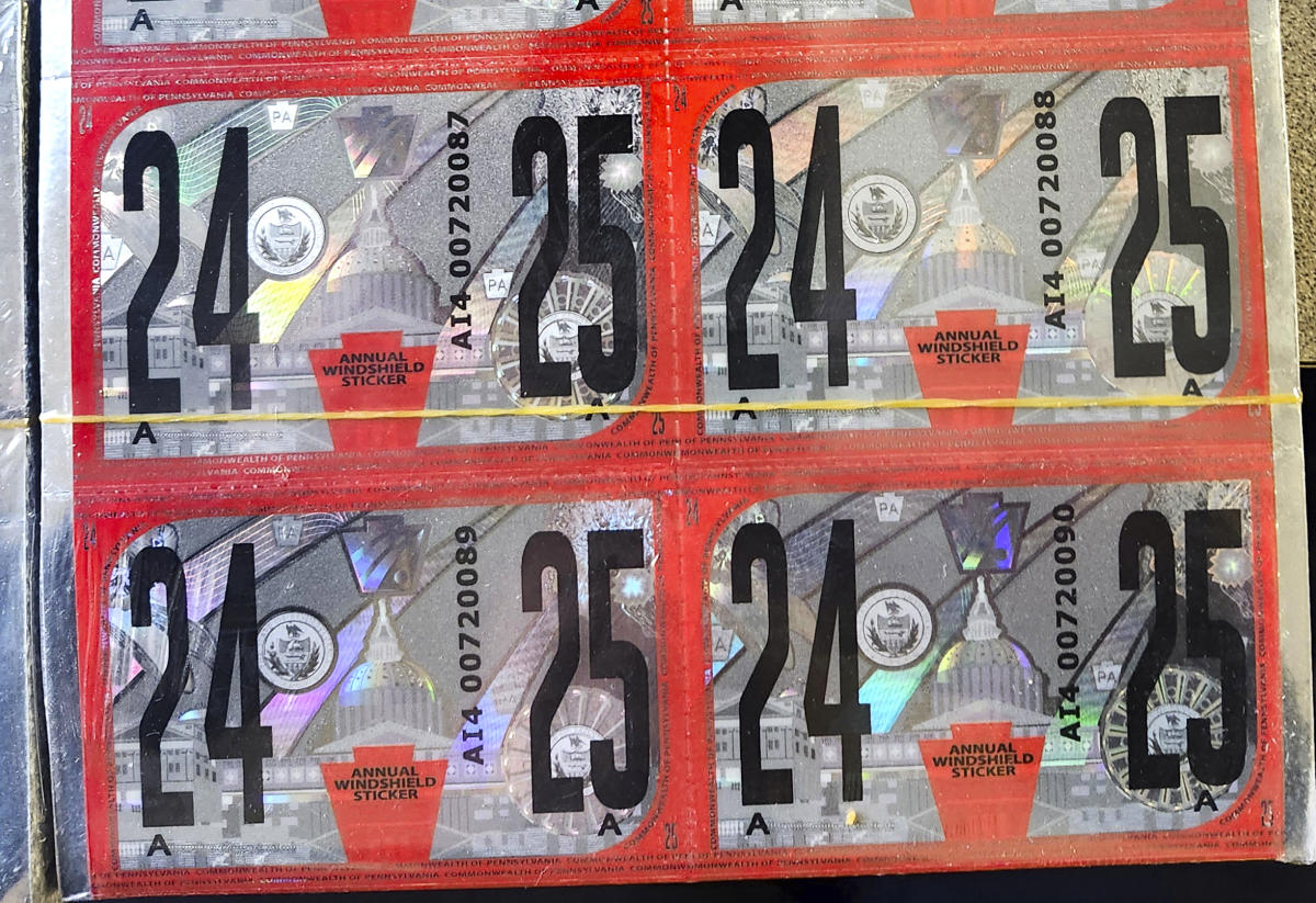 Customs agents seize 22,000 fake Pennsylvania vehicle inspection stickers shipped from Israel