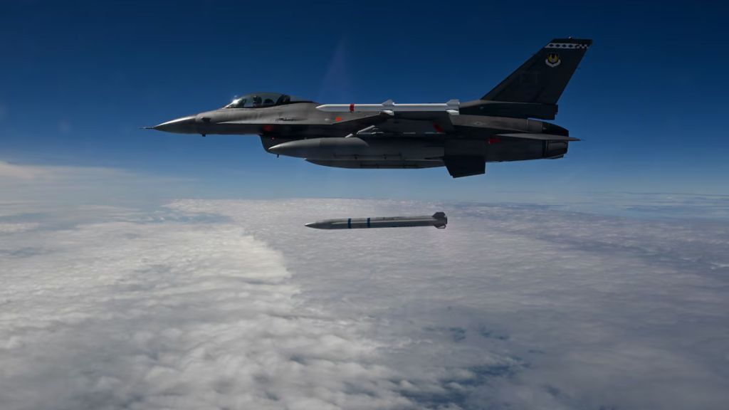 First strike: USAF F-16 launches tactical missile for mobile threat neutralization