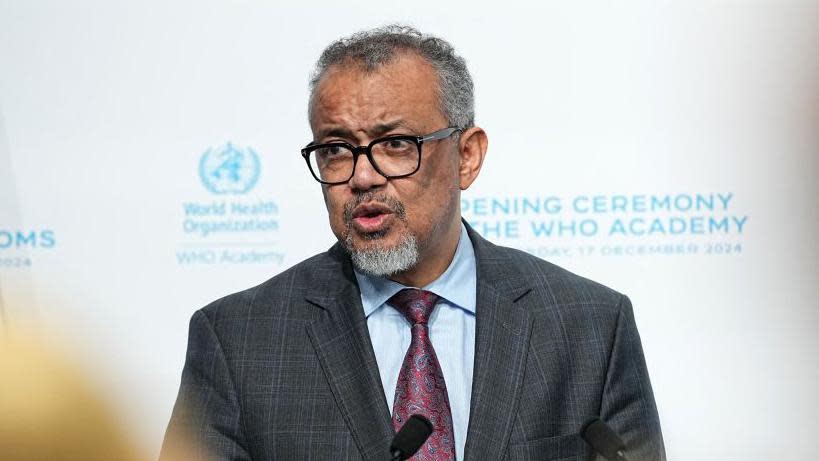 Head of WHO at Yemen airport during Israeli air strikes