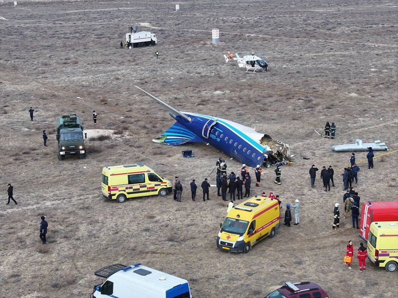 Passenger plane flying from Azerbaijan to Russia crashes in Kazakhstan with many feared dead