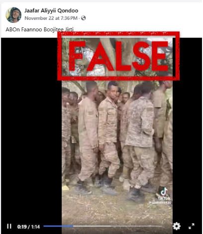 Post falsely claims to show rebels in Ethiopia’s Oromia region with captured Amhara fighters