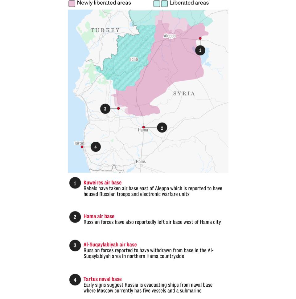 Russia withdraws ships from Syrian naval base as rebels advance