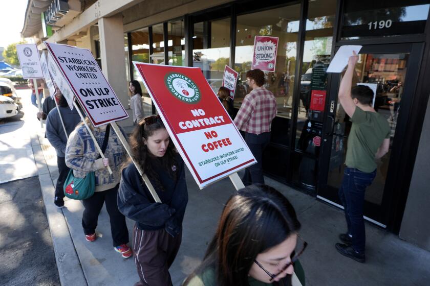 Starbucks baristas in L.A. and other cities go on strike over elusive contract