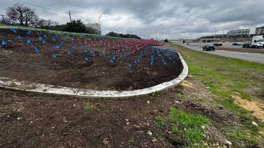 Tiny colorful flags spotted along MoPac near Braker Lane — what do they mean?