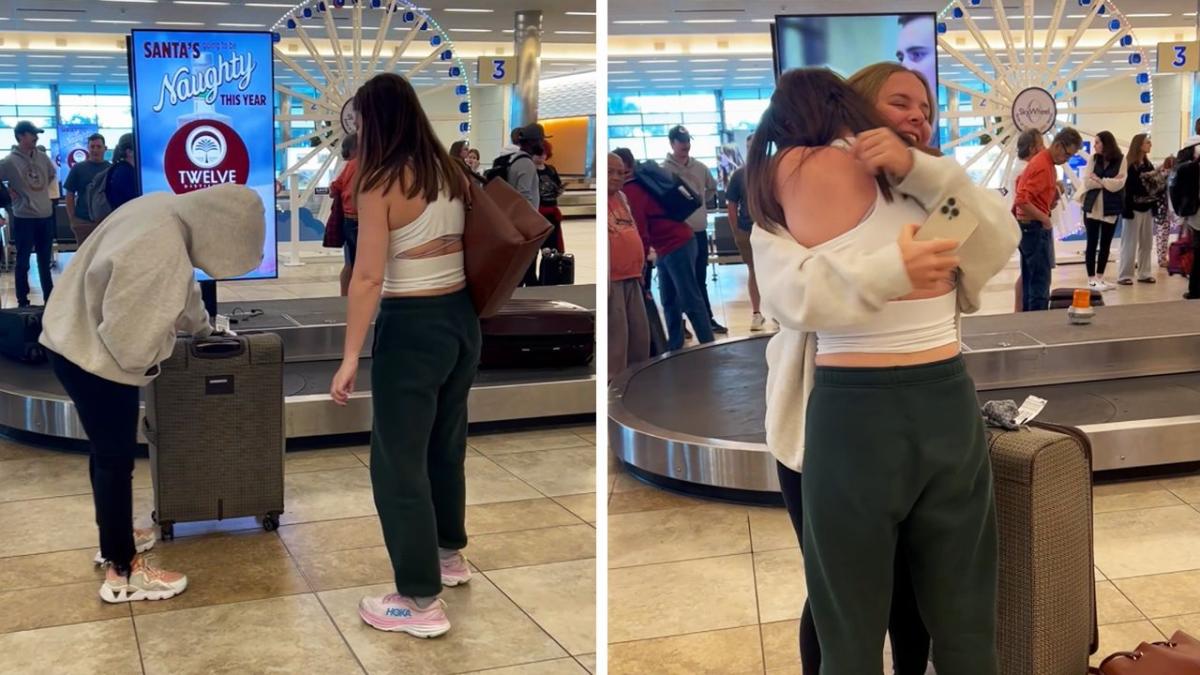 Woman gets surprise of her life by alleged baggage thief at airport