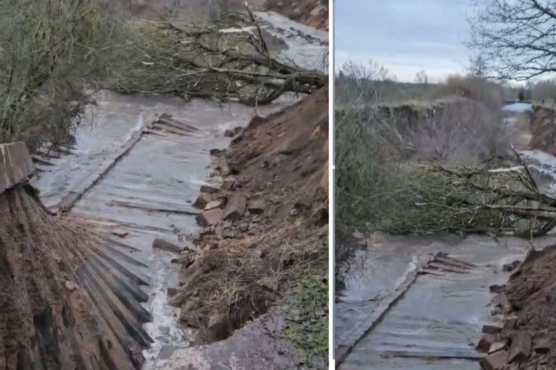 Bridgewater Canal embankment near Dunham Massey collapses after heavy rain fall