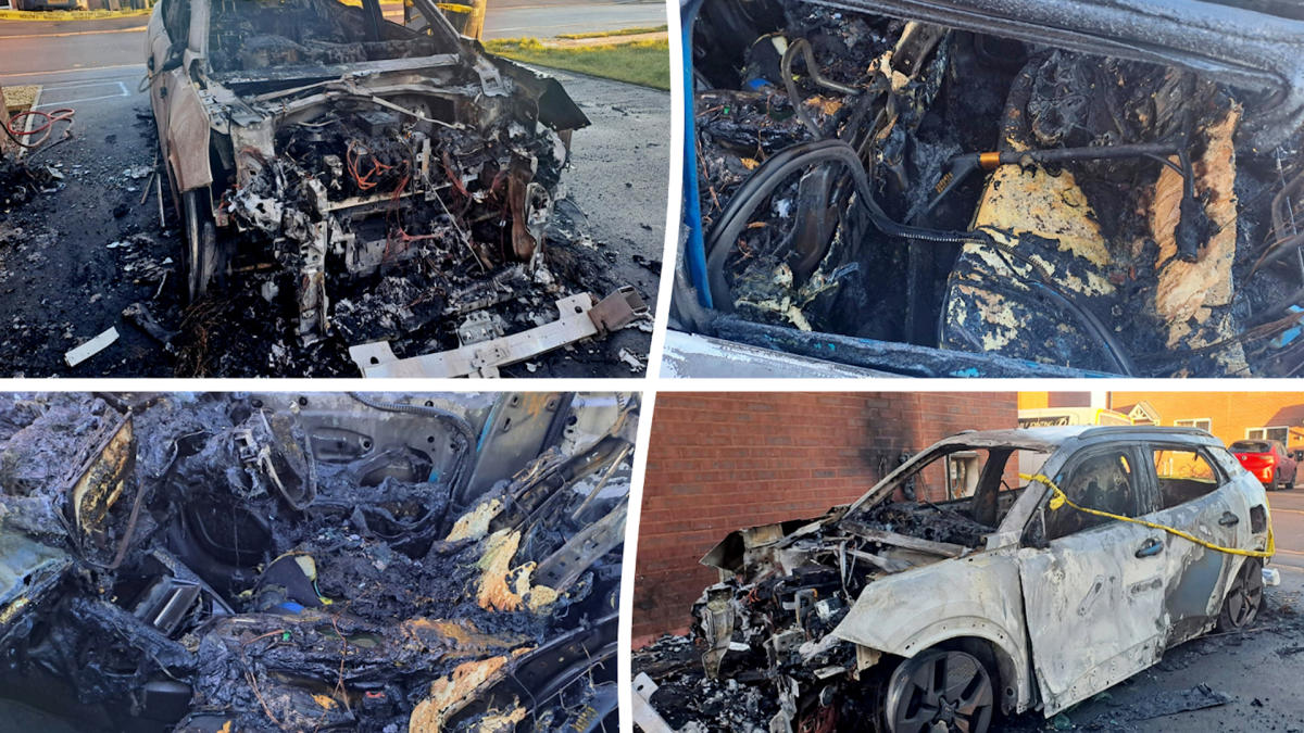 Mum traumatised after her new electric car explodes in a fireball outside her home