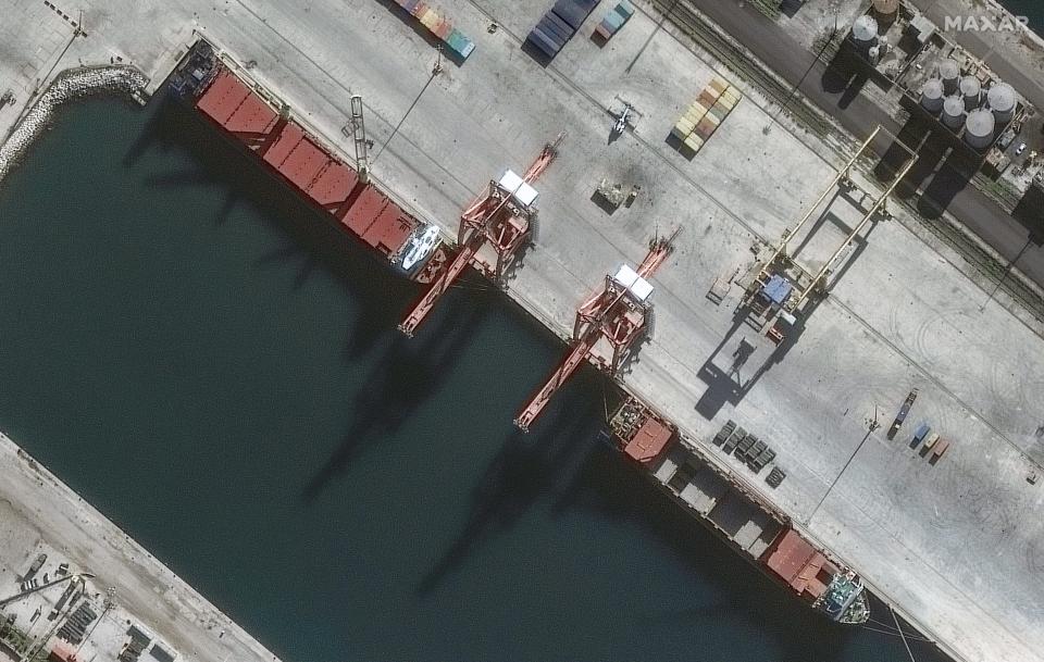 New satellite images show Russian cargo ships at the key Tartus naval base in Syria, apparently to haul away military equipment