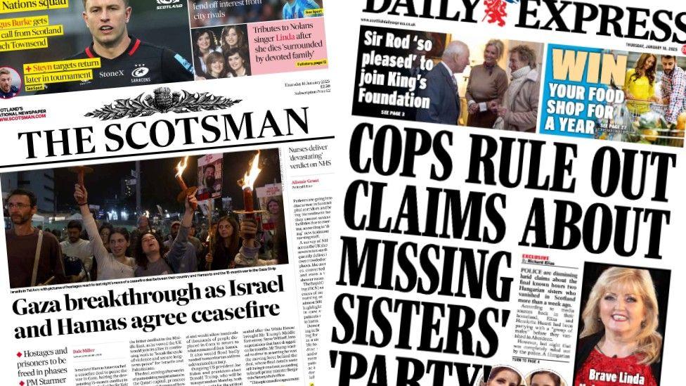 Scotland’s papers: Israel ceasefire and search for sisters continues