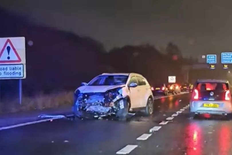 Three casualties in M60 horror crash as car sets on fire