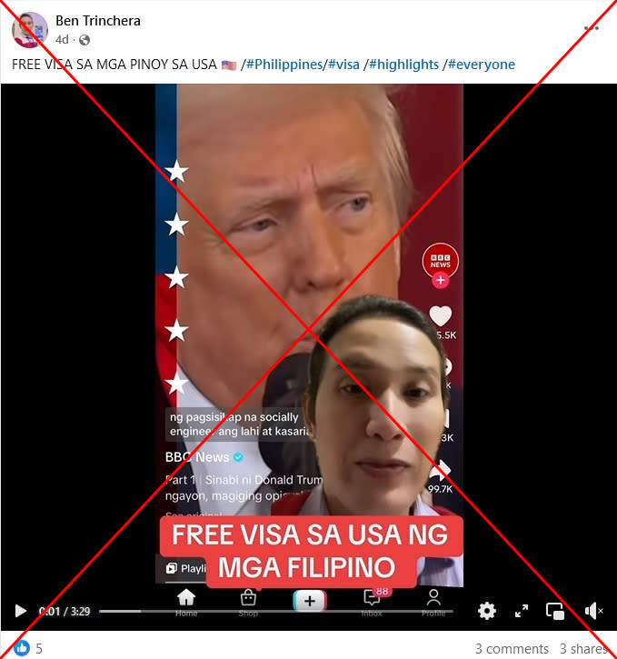 Video falsely claims Trump announced visa-free entry for the Philippines