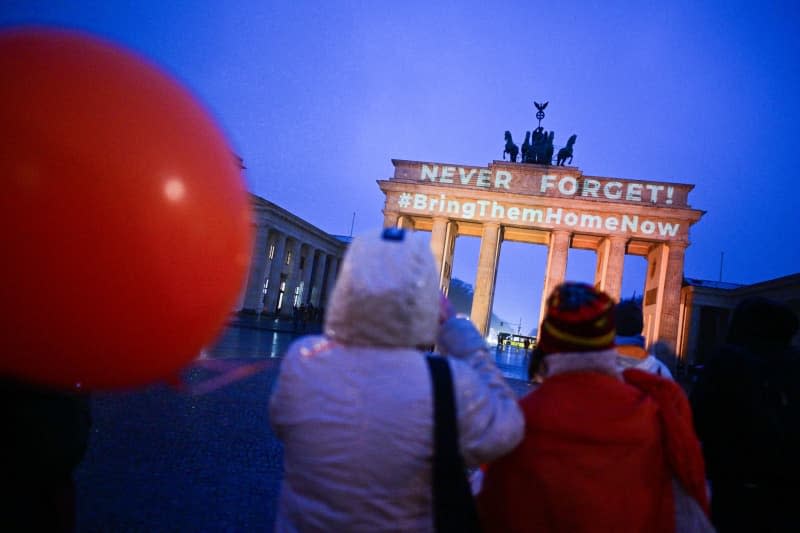 Berlin’s Brandenburg Gate lit up to honour Bibas hostages in Israel