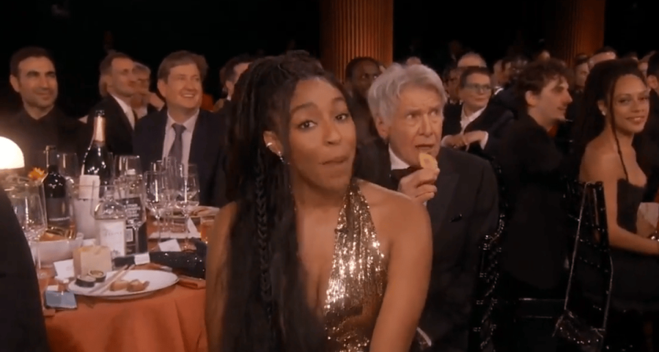 Harrison Ford gets shouted at by co-star Jessica Williams for interrupting her SAG Awards speech