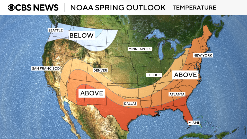 Maps show NOAA’s spring weather outlook across U.S.