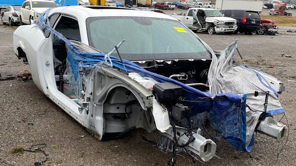 Stripped Stolen Dodge Challenger Found On Trailer