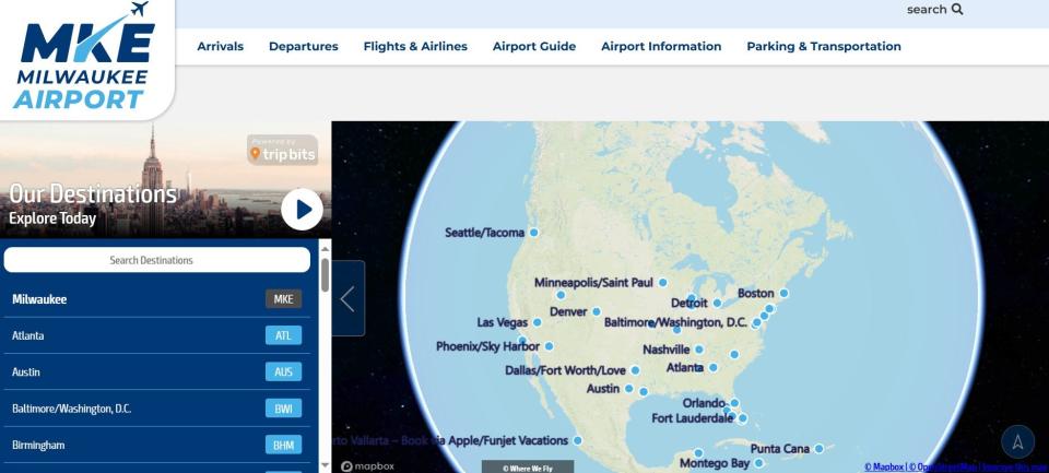 Where can you fly nonstop from Milwaukee? A new Mitchell Airport online tool tells you that and more