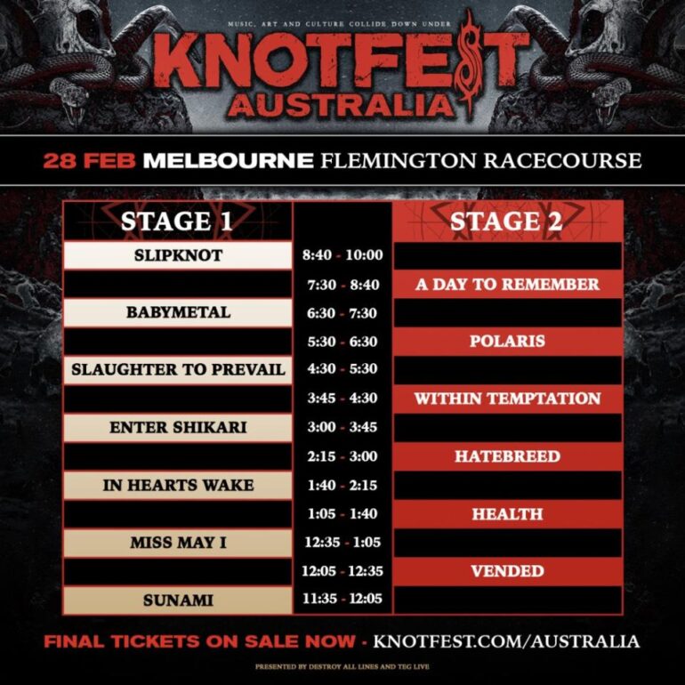 Your Official Knotfest Australia 2025 Set Times Are Here